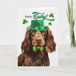 Cartes Pour Fêtes Annuelles Field Spaniel Dog se sentant chanceux St Patrick's