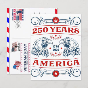 Cartes Pour Fêtes Annuelles Fier Vétéran 250 Ans Amérique 1776 2026