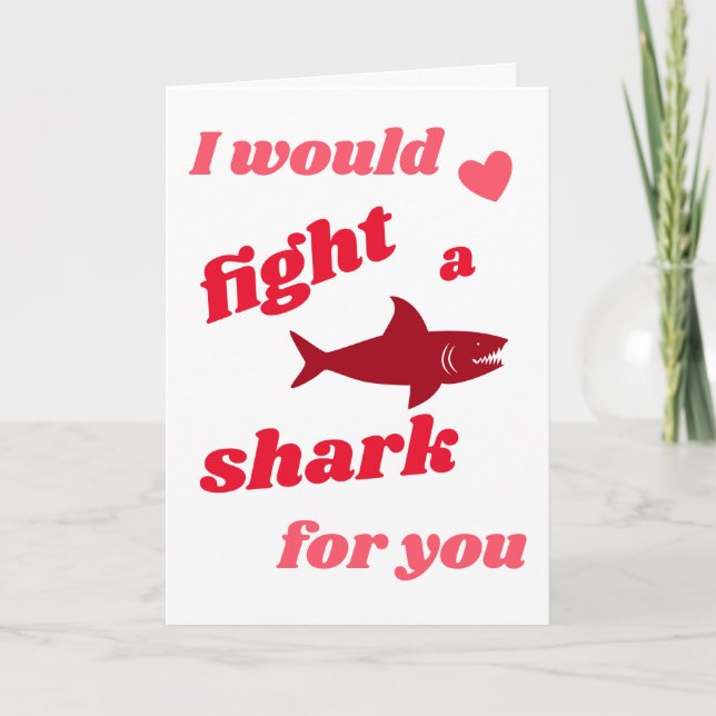 Cartes Pour Fêtes Annuelles Fight Shark Love Red Pink Valentine's Day (Devant)