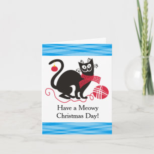 Cartes Pour Fêtes Annuelles Fil de chat amusant tricot crochet Noël