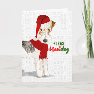 Cartes Pour Fêtes Annuelles Fil de Noël Renard haïré Terrier Fleas NaviDOG