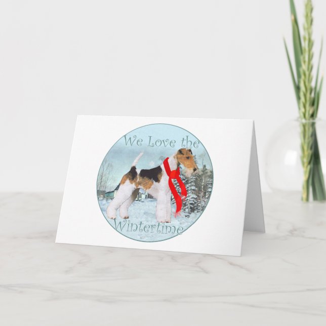 Cartes Pour Fêtes Annuelles Fil Fox Terrier Noël (Devant)