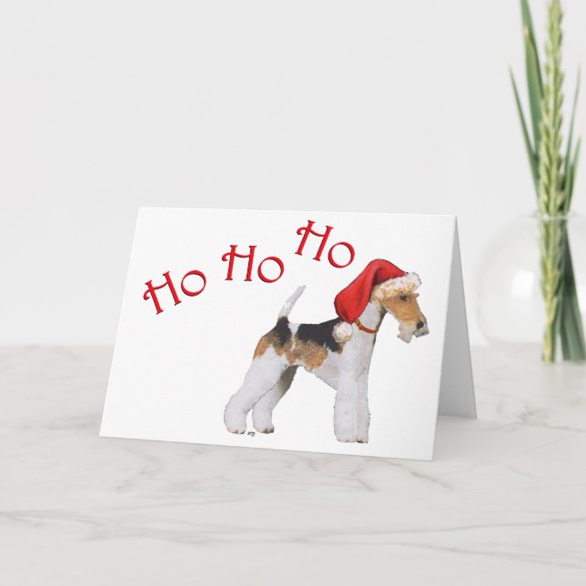 Cartes Pour Fêtes Annuelles Fil Fox Terrier Noël (Devant)