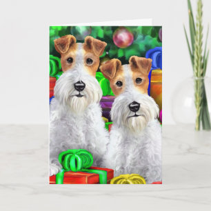 Cartes Pour Fêtes Annuelles Fil Fox Terrier Offres ouvertes Noël