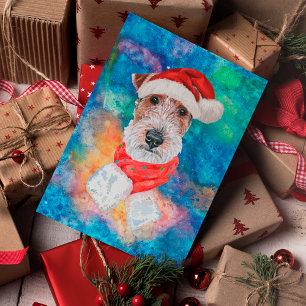Cartes Pour Fêtes Annuelles Fil Fox Terrier race chien Noël