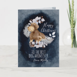Cartes Pour Fêtes Annuelles Fil personnalisé Haired Daschund Maman Noël