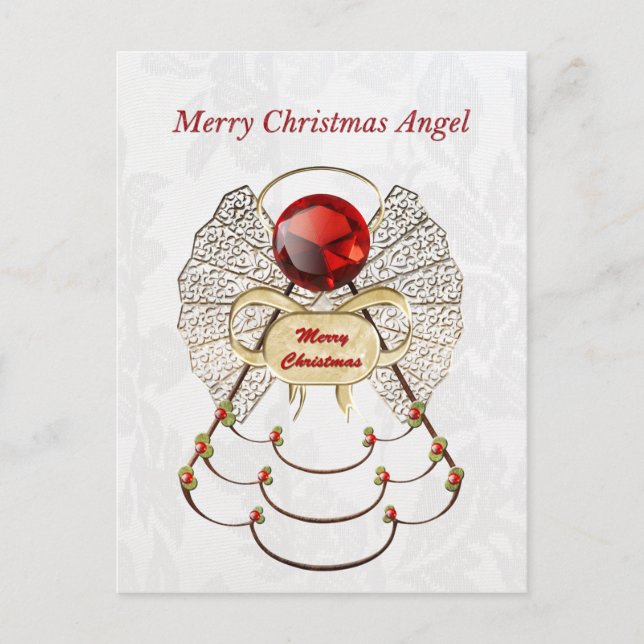 Cartes Pour Fêtes Annuelles Filigre métallique Joyeux Ange de Noël (Devant)