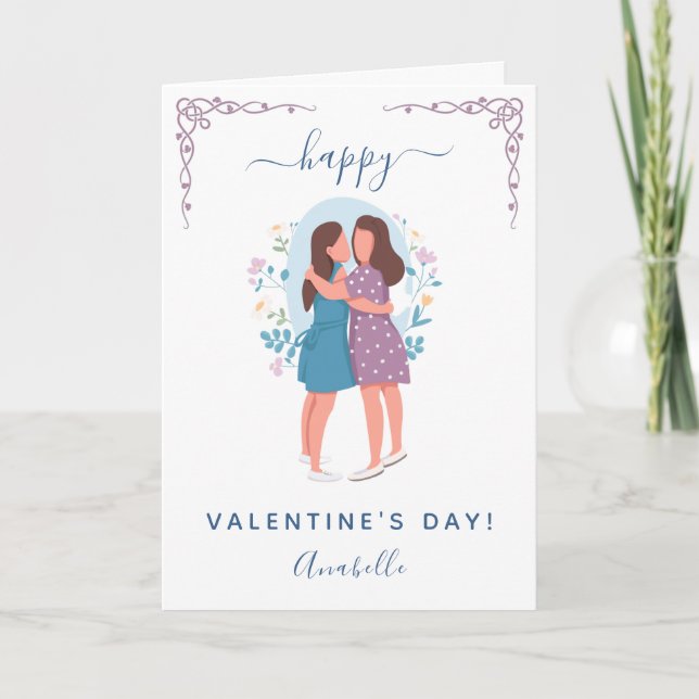 Cartes Pour Fêtes Annuelles Fille Ami Gay Couple Femme Fille Ami Valentine (Devant)