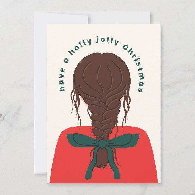 Cartes Pour Fêtes Annuelles Fille au noeud de Noël (Devant)