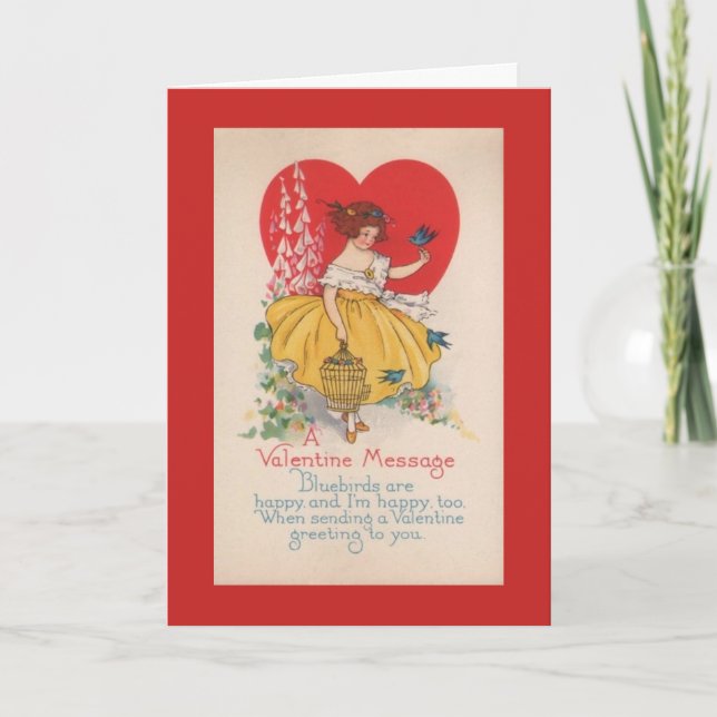 Cartes Pour Fêtes Annuelles Fille avec Bluebirds Valentine (Devant)