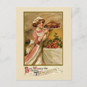 Cartes Pour Fêtes Annuelles Fille avec la dinde de rôti