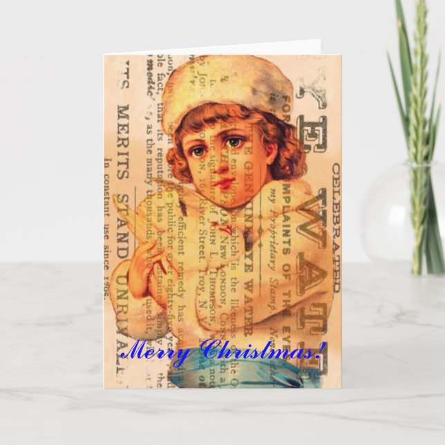 Cartes Pour Fêtes Annuelles Fille avec Noël d'art numérique de publicité de (Devant)