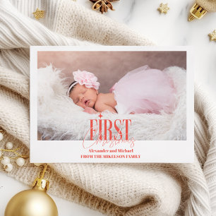 Cartes Pour Fêtes Annuelles Fille bébé moderne photo personnalisée de Noël