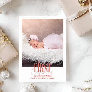 Cartes Pour Fêtes Annuelles Fille bébé moderne photo personnalisée de Noël
