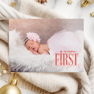 Cartes Pour Fêtes Annuelles Fille bébé moderne photo personnalisée de Noël
