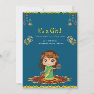 CARTES POUR FÊTES ANNUELLES FILLE DE BABY SHOWER PERSONNALISÉE