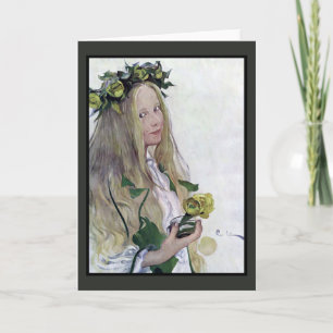 Cartes Pour Fêtes Annuelles Fille de Lucia de Suédois tenant la fleur