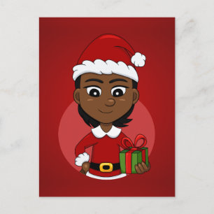 Cartes Pour Fêtes Annuelles Fille de Noël afro-américaine aux cheveux courts