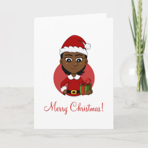 Cartes Pour Fêtes Annuelles Fille de Noël afro-américaine aux cheveux courts
