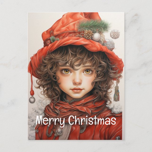 Cartes Pour Fêtes Annuelles Fille de Noël Custom 2 de 25 (Devant)