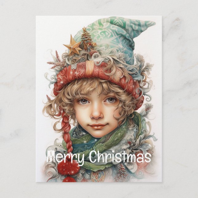 Cartes Pour Fêtes Annuelles Fille de Noël Custom 7 de 25 (Devant)