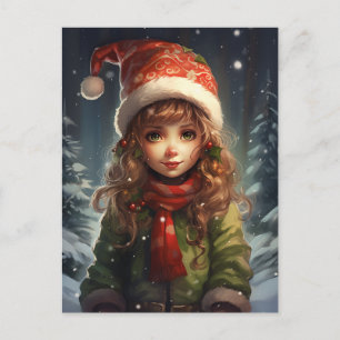 Cartes Pour Fêtes Annuelles Fille de Noël Elfe