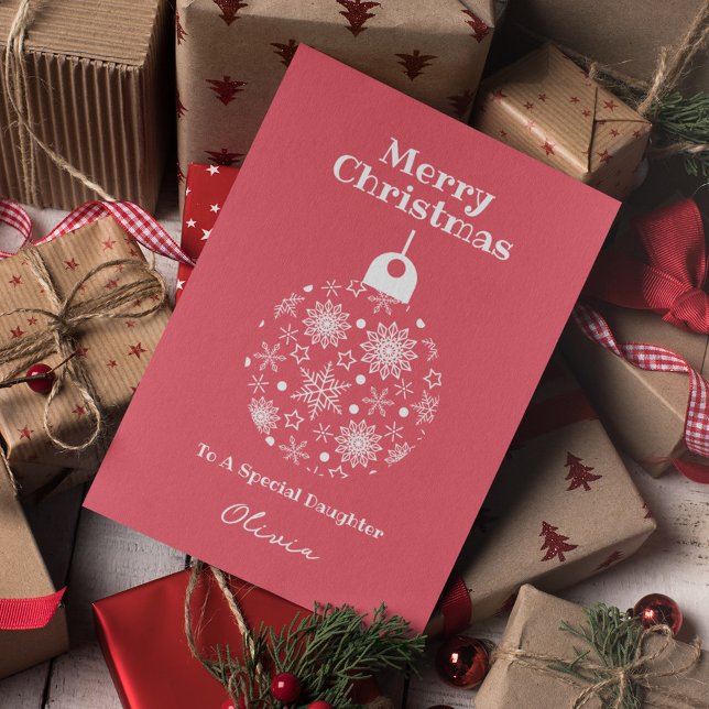 Cartes Pour Fêtes Annuelles Fille de Noël Joyeuse Rose Blanc Personnalisée (Créateur téléchargé)