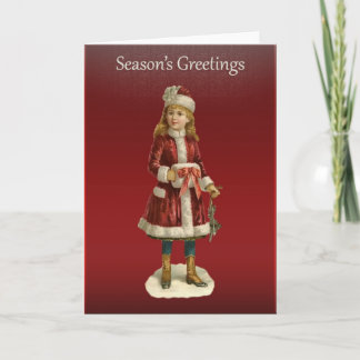 Cartes Pour Fêtes Annuelles Fille de Noël victorienne voeux