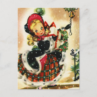 Cartes Pour Fêtes Annuelles Fille de Noël Vintage