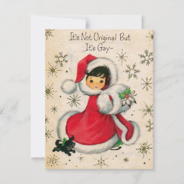 Cartes Pour Fêtes Annuelles Fille de Noël Vintage (Devant)