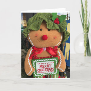 CARTES POUR FÊTES ANNUELLES FILLE DE PAIN DE GINGERBREAD AVEC SOUHAITS POUR **