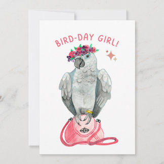 Cartes Pour Fêtes Annuelles Fille d'oiseaux perroquet gris africain Birth