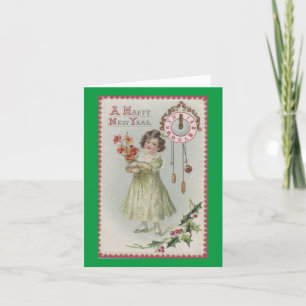 Cartes Pour Fêtes Annuelles Fille du Nouvel An vintage