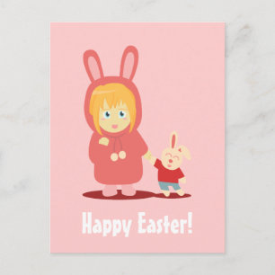 Cartes Pour Fêtes Annuelles Fille en lapin tenue sweat - shirt à capuche pour