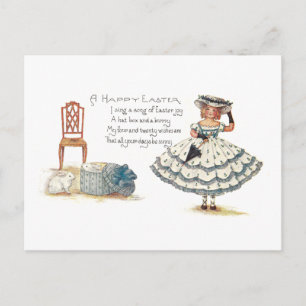 Cartes Pour Fêtes Annuelles Fille en robe de Pâques et lapins
