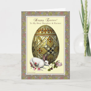 Cartes Pour Fêtes Annuelles Fille et associé Pâques - oeuf et lapin