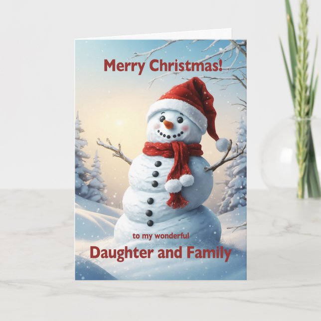 Cartes Pour Fêtes Annuelles Fille et famille Noël Snowman (Devant)