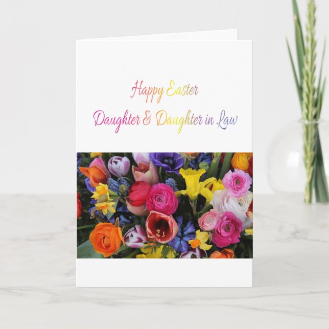 Cartes Pour Fêtes Annuelles Fille et femme heureux Pâques (Devant)
