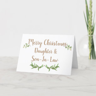 Cartes Pour Fêtes Annuelles Fille et fils en droit Feuilles verts Noël
