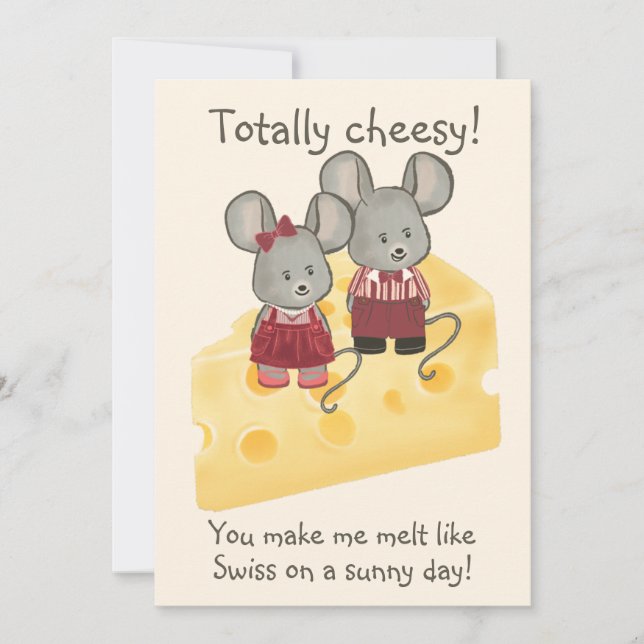 Cartes Pour Fêtes Annuelles Fille et garçon totalement ringards Souris assise  (Devant)