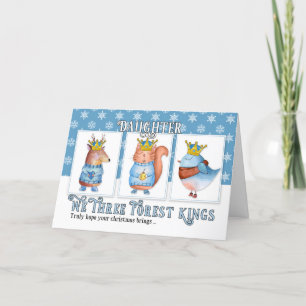 Cartes Pour Fêtes Annuelles Fille Jeune Noël Trois Rois Forêts Cute