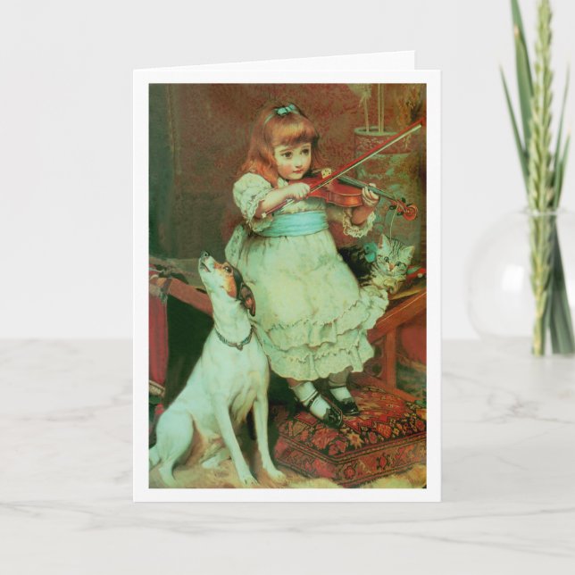 Cartes Pour Fêtes Annuelles Fille jouant du violon (Devant)