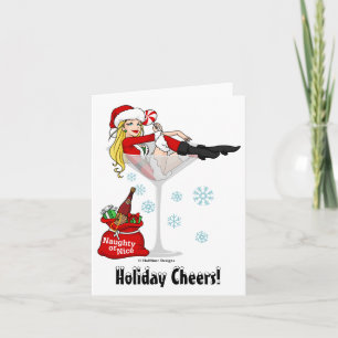 Cartes Pour Fêtes Annuelles Fille Martini de Père Noël
