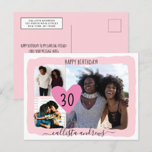 Cartes Pour Fêtes Annuelles Fille Rose Blanc Quatre Photo Collage Joyeux anniv