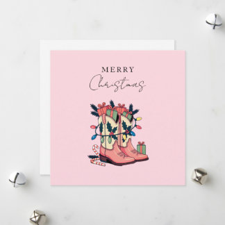 Cartes Pour Fêtes Annuelles Fille rose moderne Botte occidentale Noël