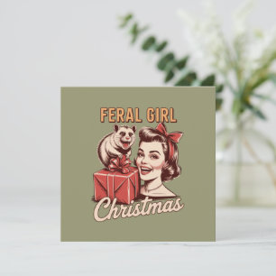 Cartes Pour Fêtes Annuelles Fille Sauvage Noël Opossum Noël Rétro Ringard