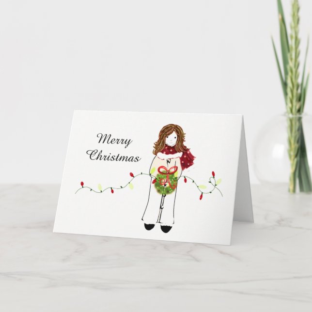 Cartes Pour Fêtes Annuelles Fille se préparer pour la saison des Fêtes (Devant)