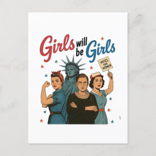 Cartes Pour Fêtes Annuelles Fille sera Fille Féminisme Égalité Droits des femm