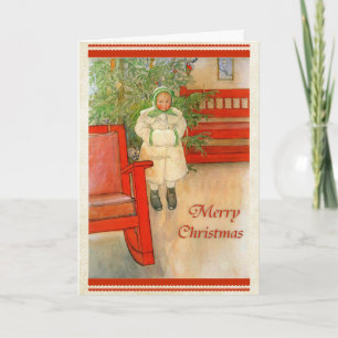 Cartes Pour Fêtes Annuelles Fille suédoise avec Noël de manchon d'hiver le