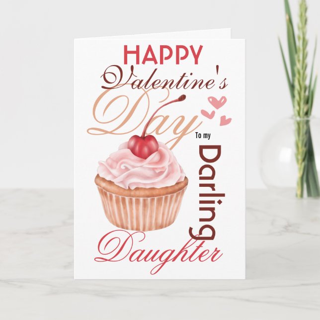 Cartes Pour Fêtes Annuelles Fille valentine cupcake cherry mignon de maman (Devant)